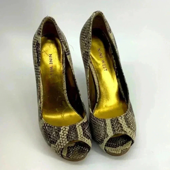 NINE WEST  SNEAK LEATHER HEELS - Picture 2 of 4